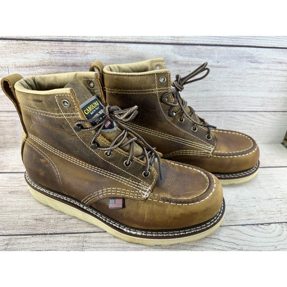 Carolina Men's Brown Leather Moc Toe Work Boots